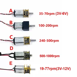 Mini All Metal Gear Wheel Motor, Micro Motor de Redução, Velocidade Lenta, Grande Torque, GA12-N20, DC 3V, 5V, 6V, 35 rpm, 70 rpm, 100 rpm, 500rpm, 200 rpm