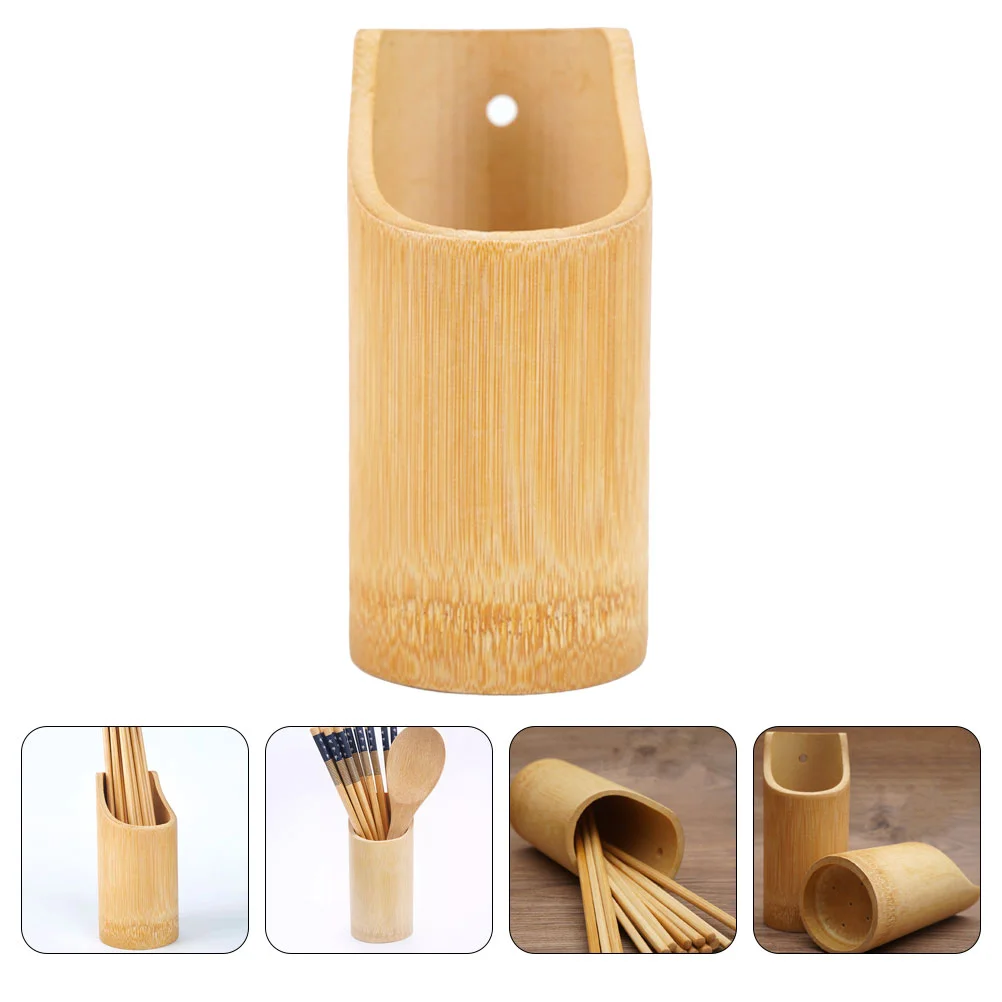 

Bamboo Chopstick Tube Household Basket Cage Box Drain Spoon Storage Rack Cutlery Holder Table Chopsticks