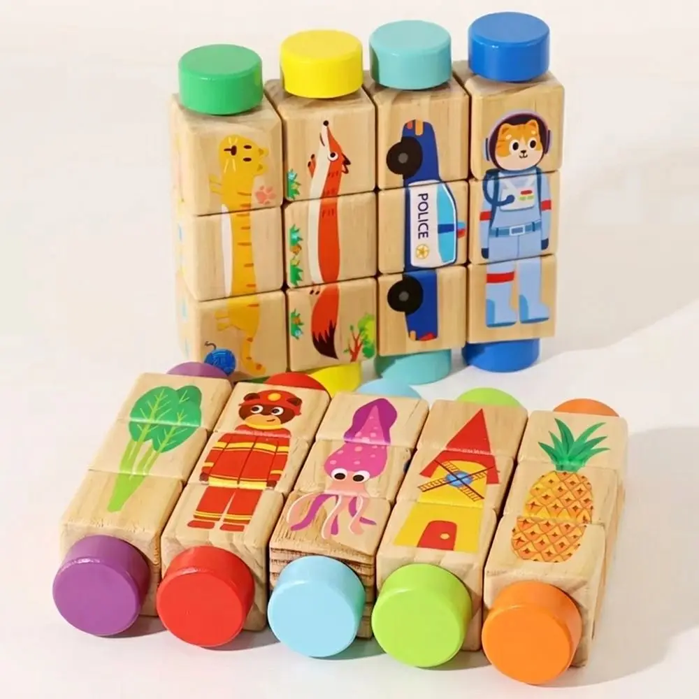 New Wooden Rotating Puzzle Rotating Safe Montessori Learning Hand Montessori Puzzle Game Toddlers