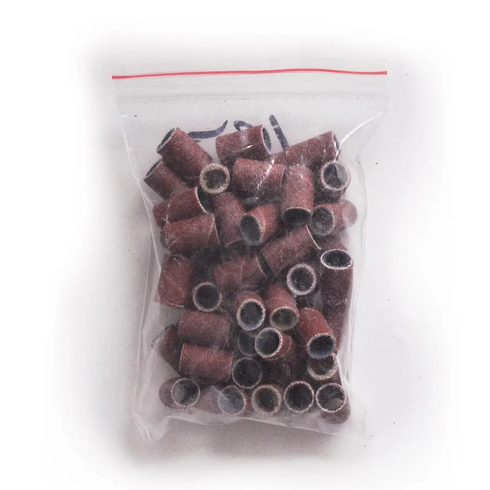 電気マニキュアマシン用サンディングキャップバンド、ネイルドリル、研削ビット、ファイル、ペディキュアツールセット、180グリット、120グリット、80グリット