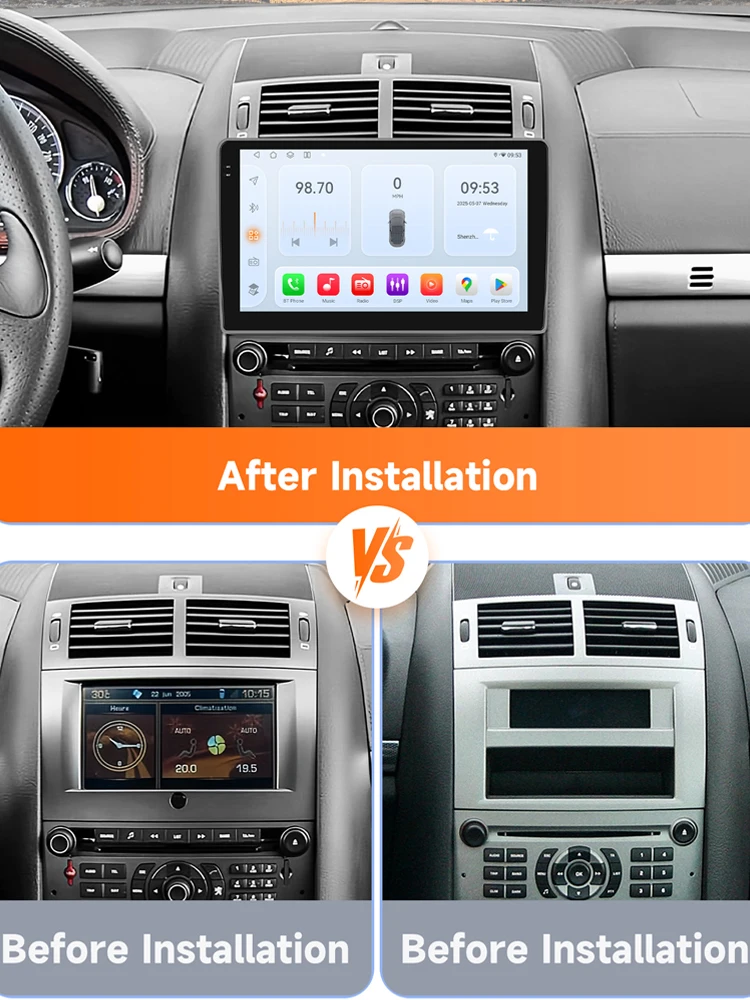 2din CarPlay Android Samochodowy odtwarzacz multimedialny dla Peugeot 407 cc SW 407CC 2004-2011 Samochodowe stereo GPS autoradio Inteligentne urządzenie główne — zdjęcie 3