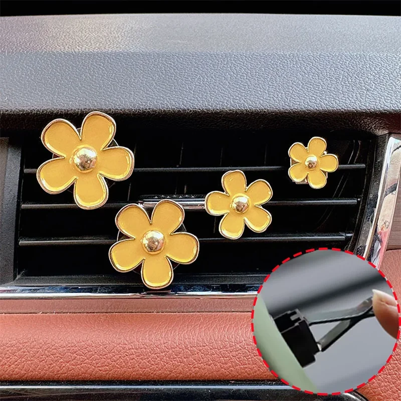 4PC Kwiatowy wylot samochodowy Wentylator Klipsy do perfum Odświeżacz powietrza Dyfuzor Kondycjonowanie Aromaterapia Klips do perfum Dekoracja wnętrza samochodu — zdjęcie 6