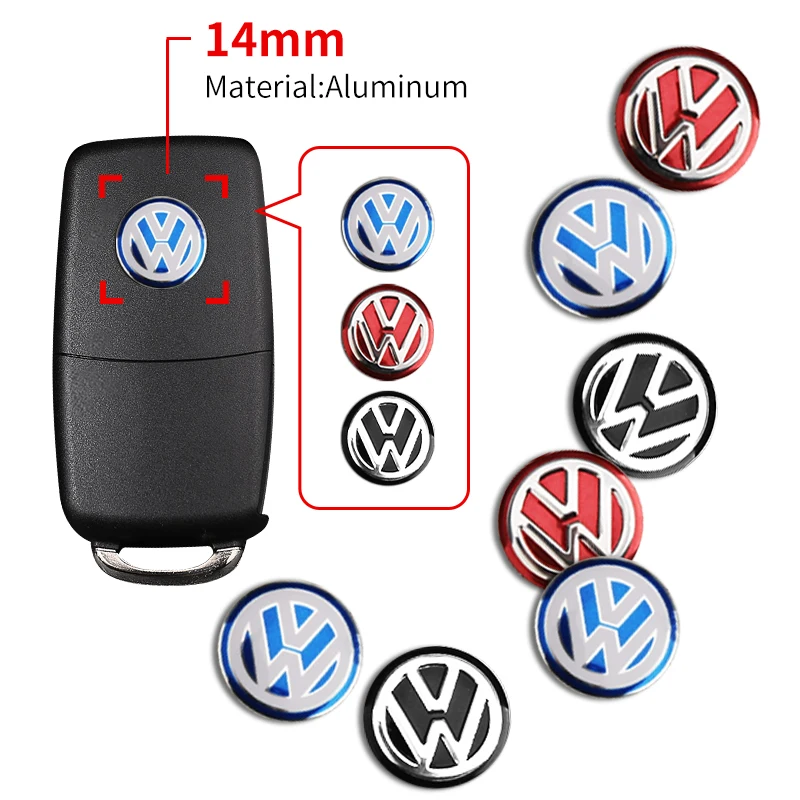 14mm Car Key Badge Emblem Replacement Car Key Stickers For Volkswagen VW Polo Passat B5 B6 B7 T4 T5 Golf 4 5 6 Tiguan Jetta GTI