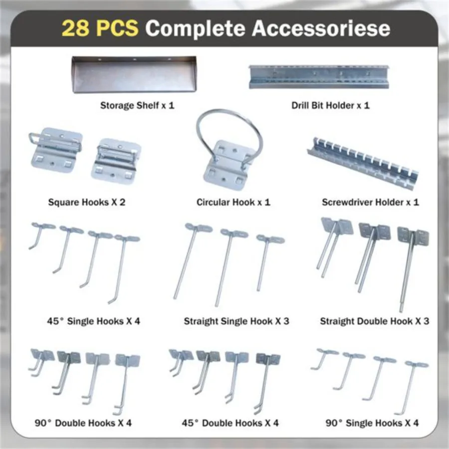 Black WallMounted Pegboard Wall Organizer Kit 4 ft.Metal Toolboard