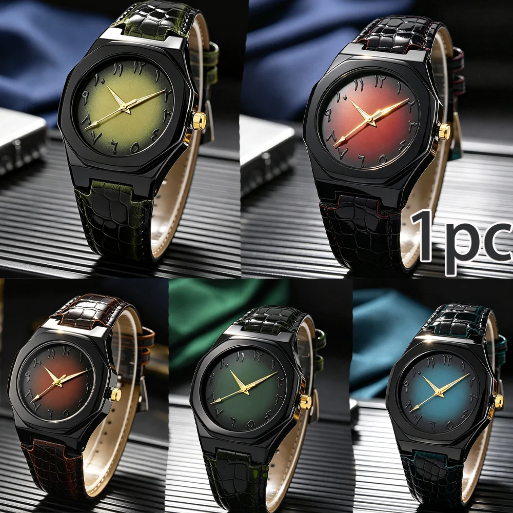 1 Piece New Fashion Trend Men's Quartz Watch. Round Dial with Digital Scale, Suitable for Formal and Casual Occasions
