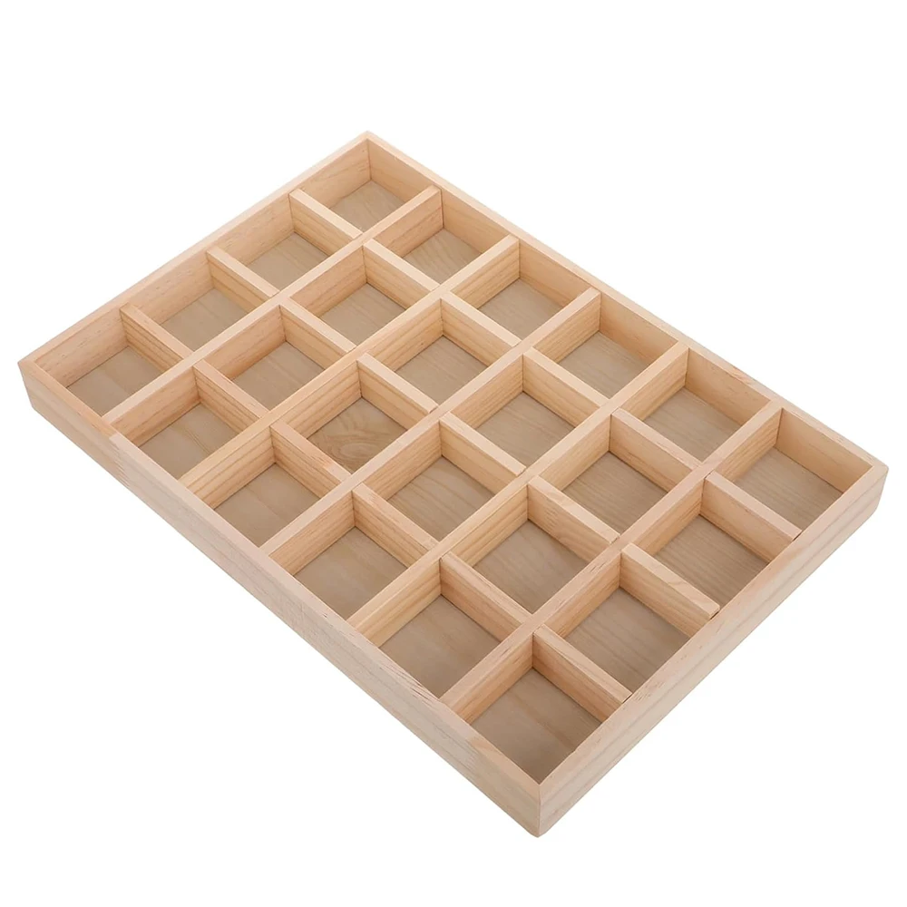 Wooden Jewelry Organizer Tray Display Storage for Jewelry Earring Bracelet Collections Boxes Decoration Props Gift 24 Grids