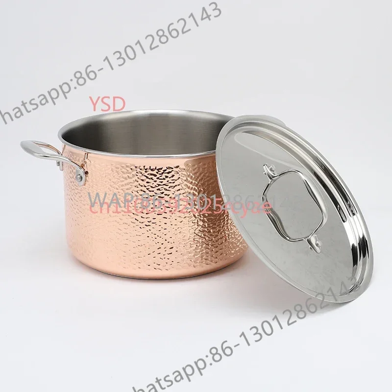 Set di 7 pentole e pentole martellate in rame e acciaio inossidabile a tre strati