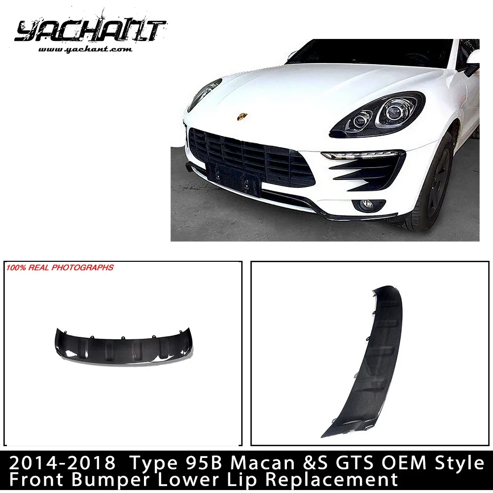 Auto-Styling-Zubehör, Kohlefaser-CF-Frontstoßstange, untere Lippe, Ersatz im OEM-Stil für 2014–2018 Typ 95B Macan & S