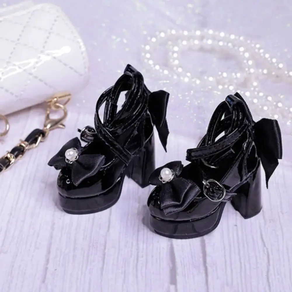 1 par 1/3 y 1/4 BJD Bowknot tacones altos zapatos de muñeca de PU con perlas zapatos de muñeca de vestir delicados elevados 1/3 y 1/4 muñecas BJD