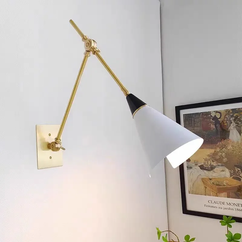 

American LED Athena Caldernne Rocker Long Arm Copper Wall Lamp Magari Wall Light Kitchen Island Sofas Cafe Beside Reading Lamp