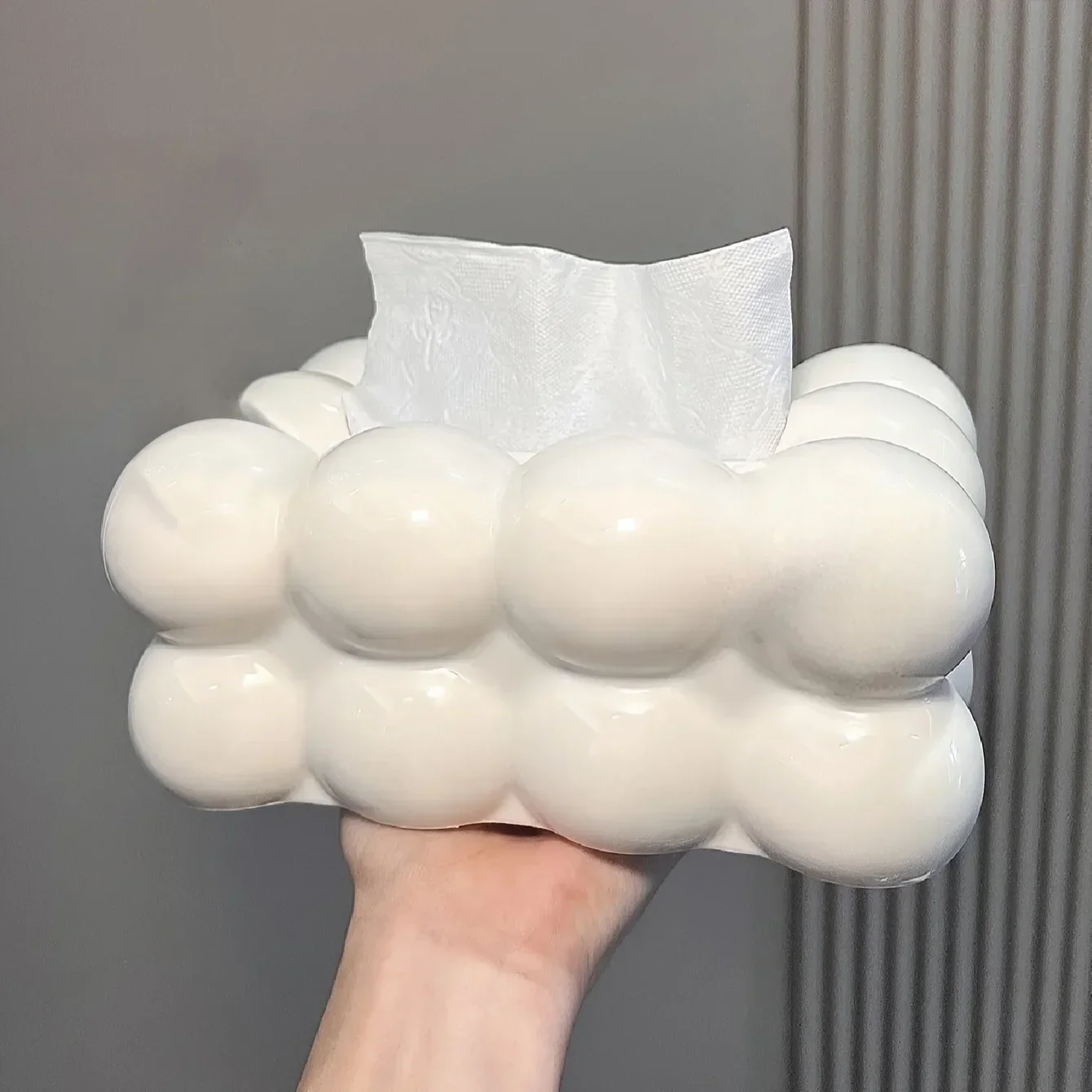 Chic Cloud-Shaped Tissue Holder Decorative Desktop Organizer for Living Room Durable Plastic Napkin Dispenser with Storage Box