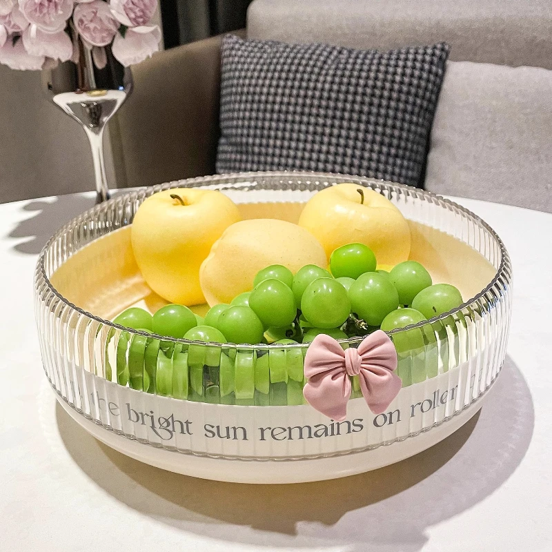 

360°Rotating Luxury Fruit Tray for Living Room Large Anti-Slip Snack Bowl with Raised Edge Easy to Clean Home Nut Candy Storage