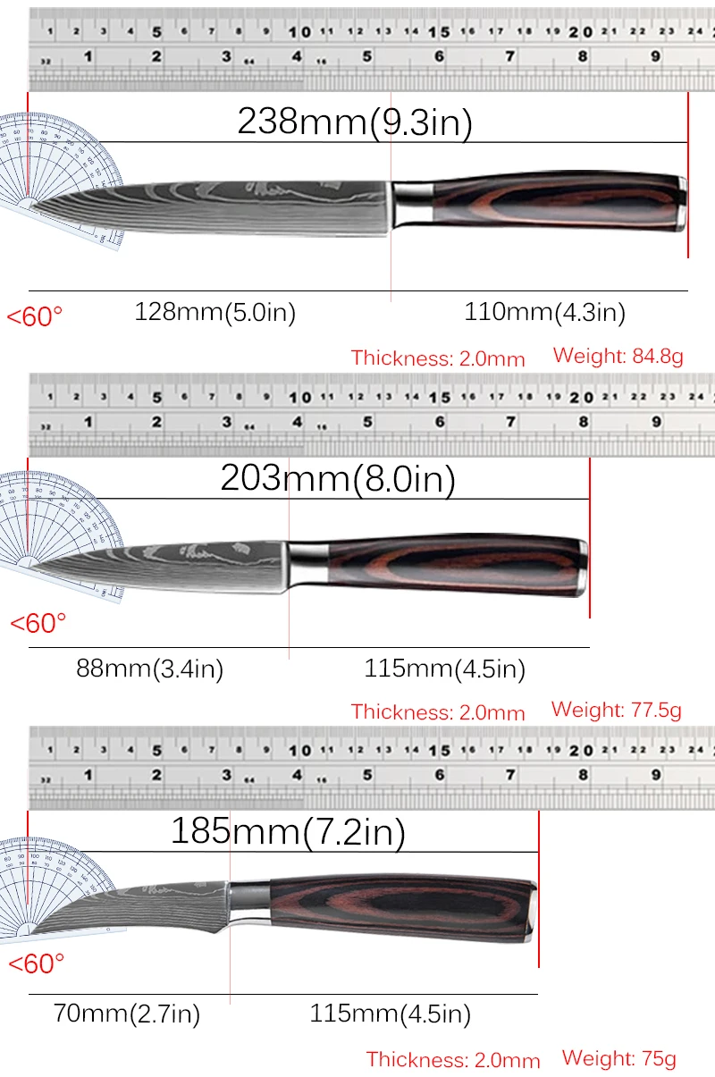 Kitchen Knife Chef Knives Meat Cleaver Fruit Vegetable Knife Slicing Knife Santoku Knife Damascus Pattern Cooking Cutter