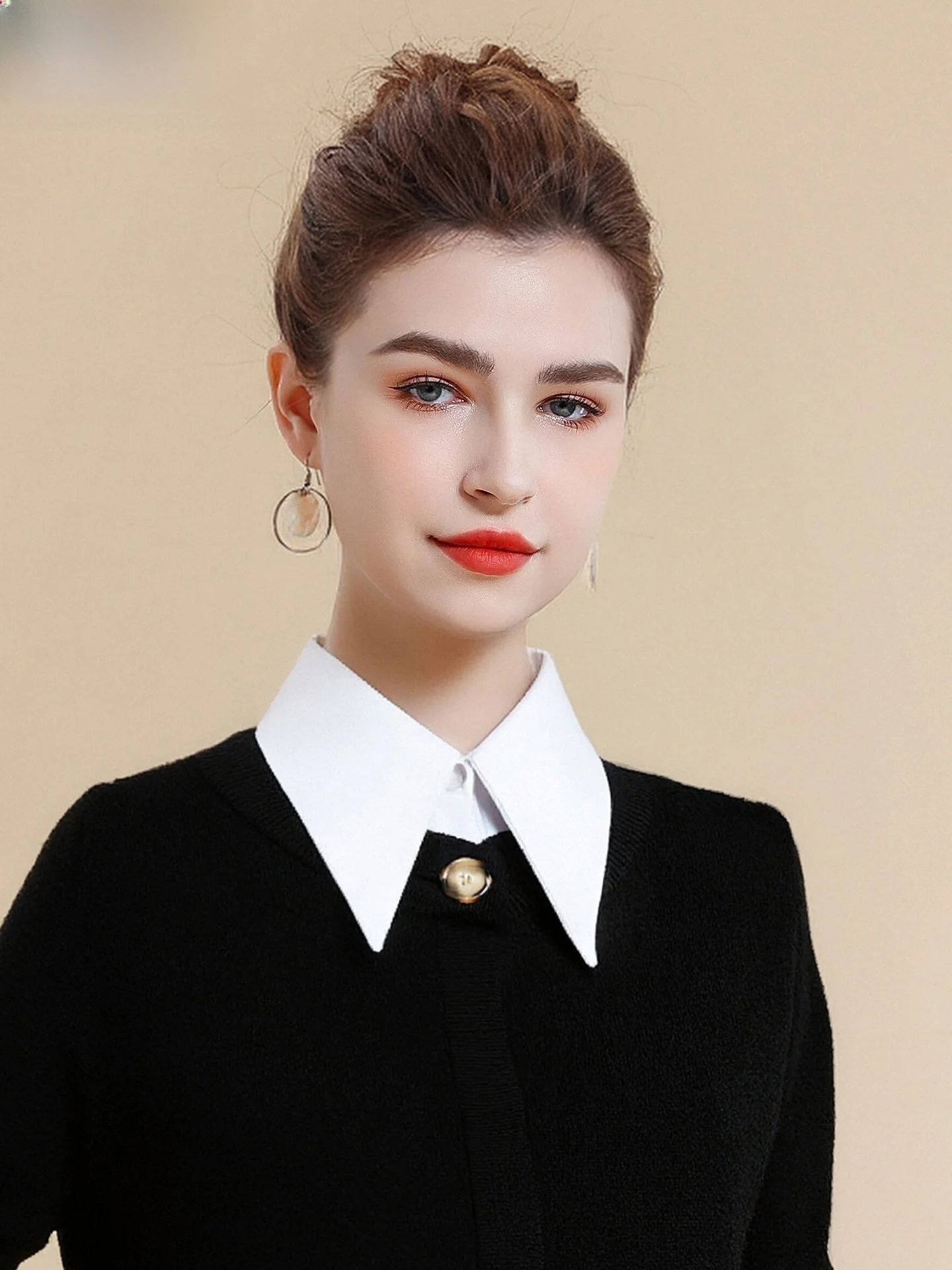 ファッショナブルな大きな尖った襟のフェイクカラー女性用インナーウェア多用途olプロフェッショナルシャツフェイクカラーsli-nepiece