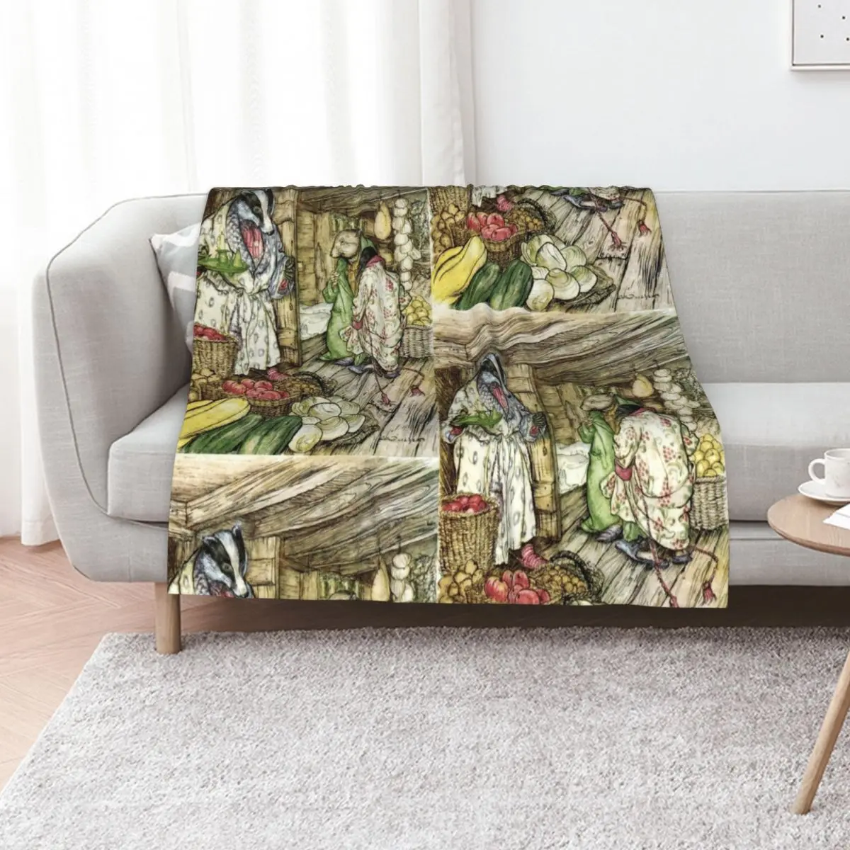 Badger's Winter Stores - Arthur Rackham for The Wind in the Willows Throw Blanket Blankets For Baby Beach Bed covers Blankets