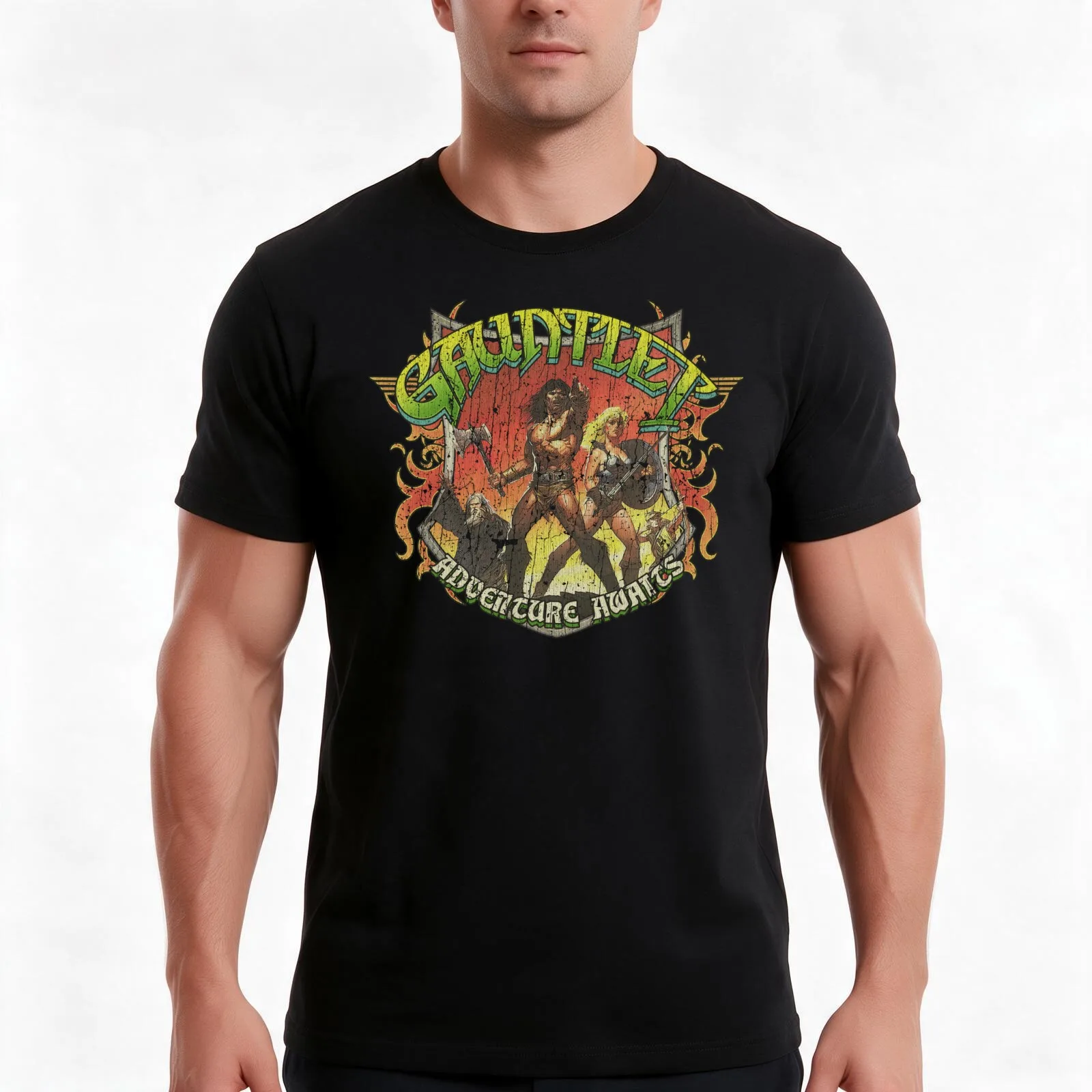 Gauntlet Adventure Awaits 1985 T-Shirt, Summer Casual Cotton Tee, Oversized Streetwear Tops, Vintage Graphic Print, 100% Cotton