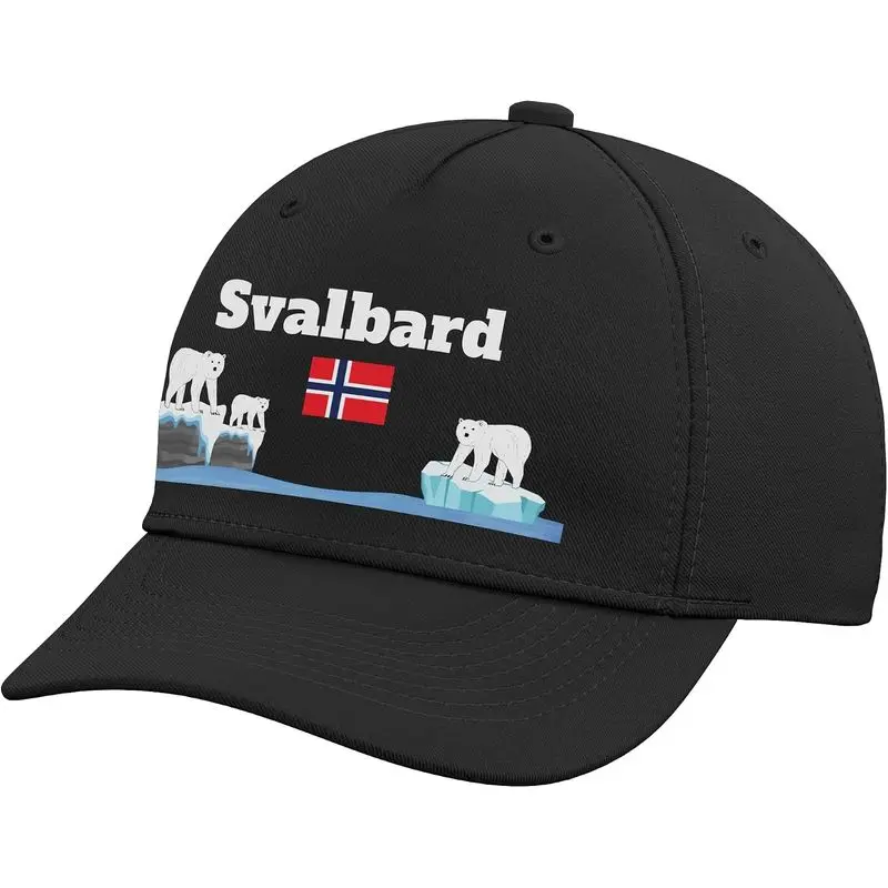 Svalbard Trip Souvenir Polar Bears Watching Norway Flag Adjustable Baseball Hat