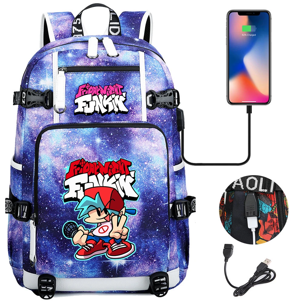 Friday Night Funkin Backpack Girl Boy Schoolbag Large Capacity Laptop Bag Waterproof Multifunction USB Charging Backpack