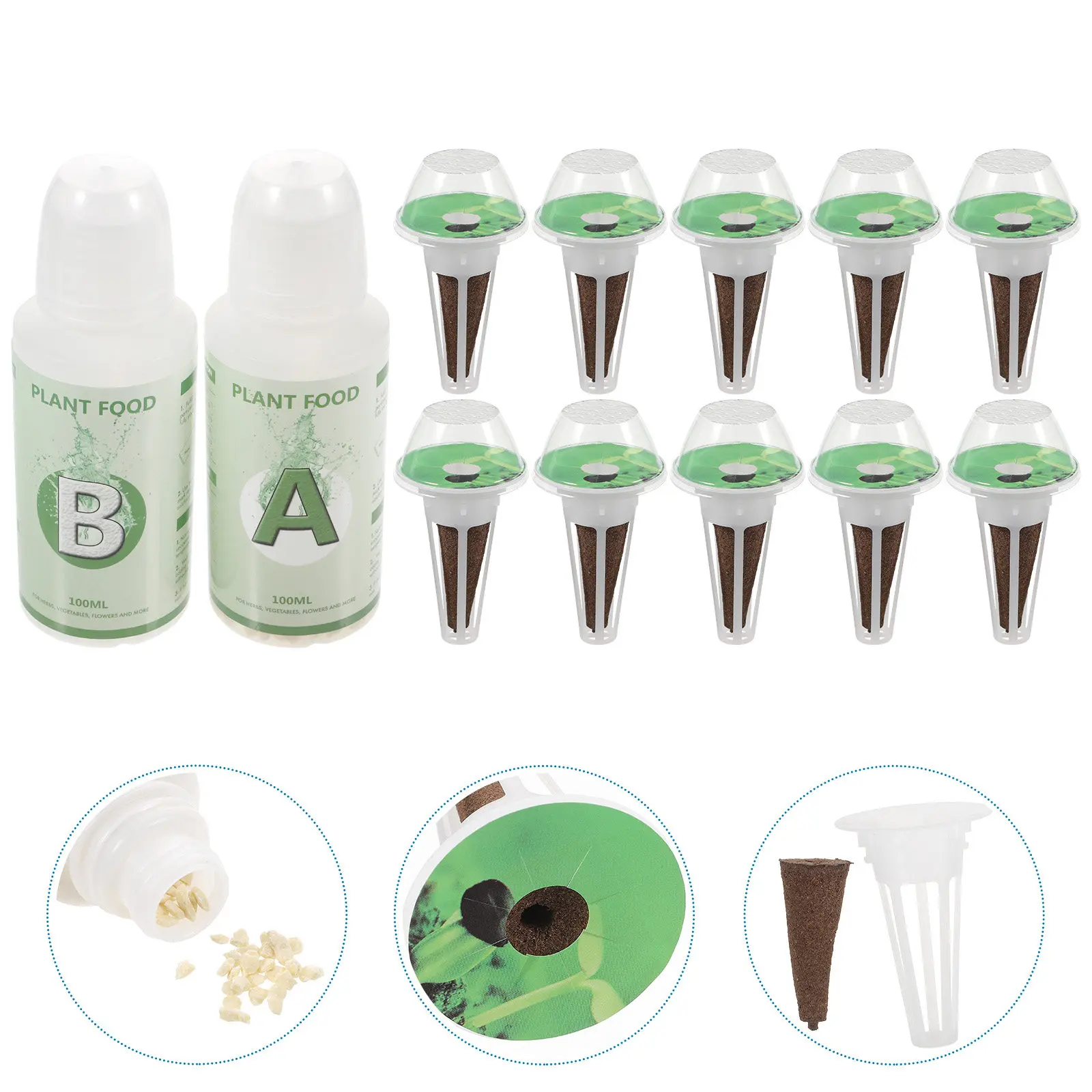 

Набор для выращивания растений: корзина для посадки с прозрачными куполами для контроля влажности и губками для гидропоники, стартовый комплект для домашней системы выращивания