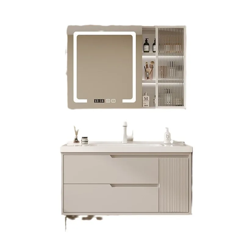

Cream wind bathroom cabinet hand wash washbasin solid wood