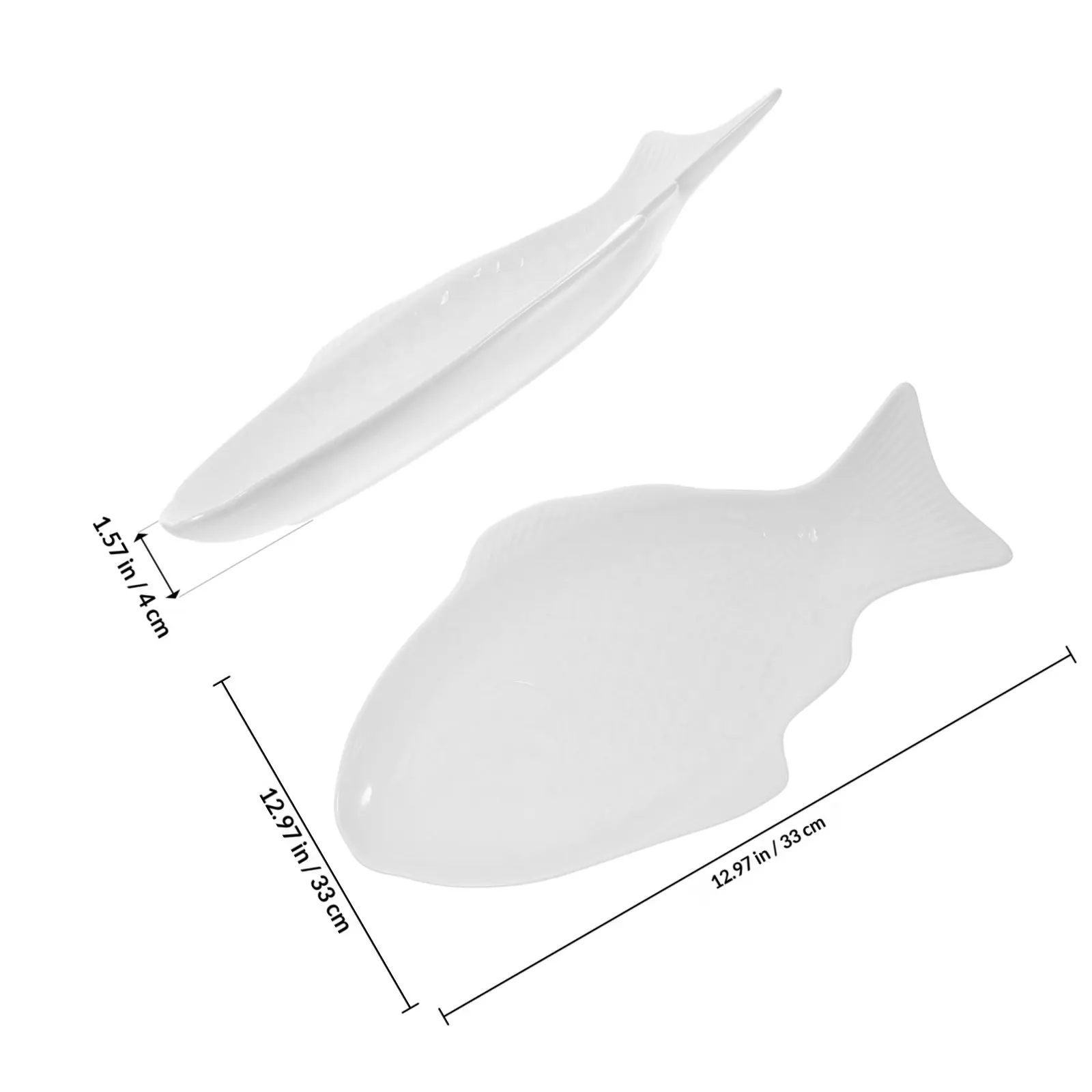 Fish Shaped Ceramic Tableware Plate White 13 Inches Creative Snack Storage Serving Platter for Home Party Restaurants