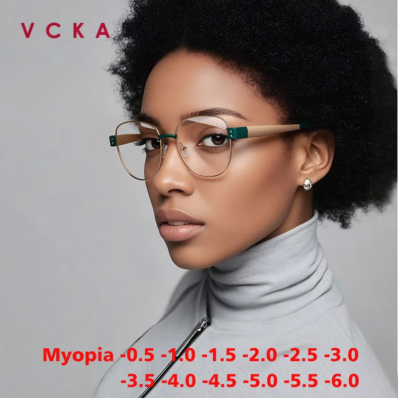 

Очки для женщин VCKA Candy Colors с металлической оправой, TR90, модные, с защитой от синего света, с диоптриями от -0.50 до -10.0