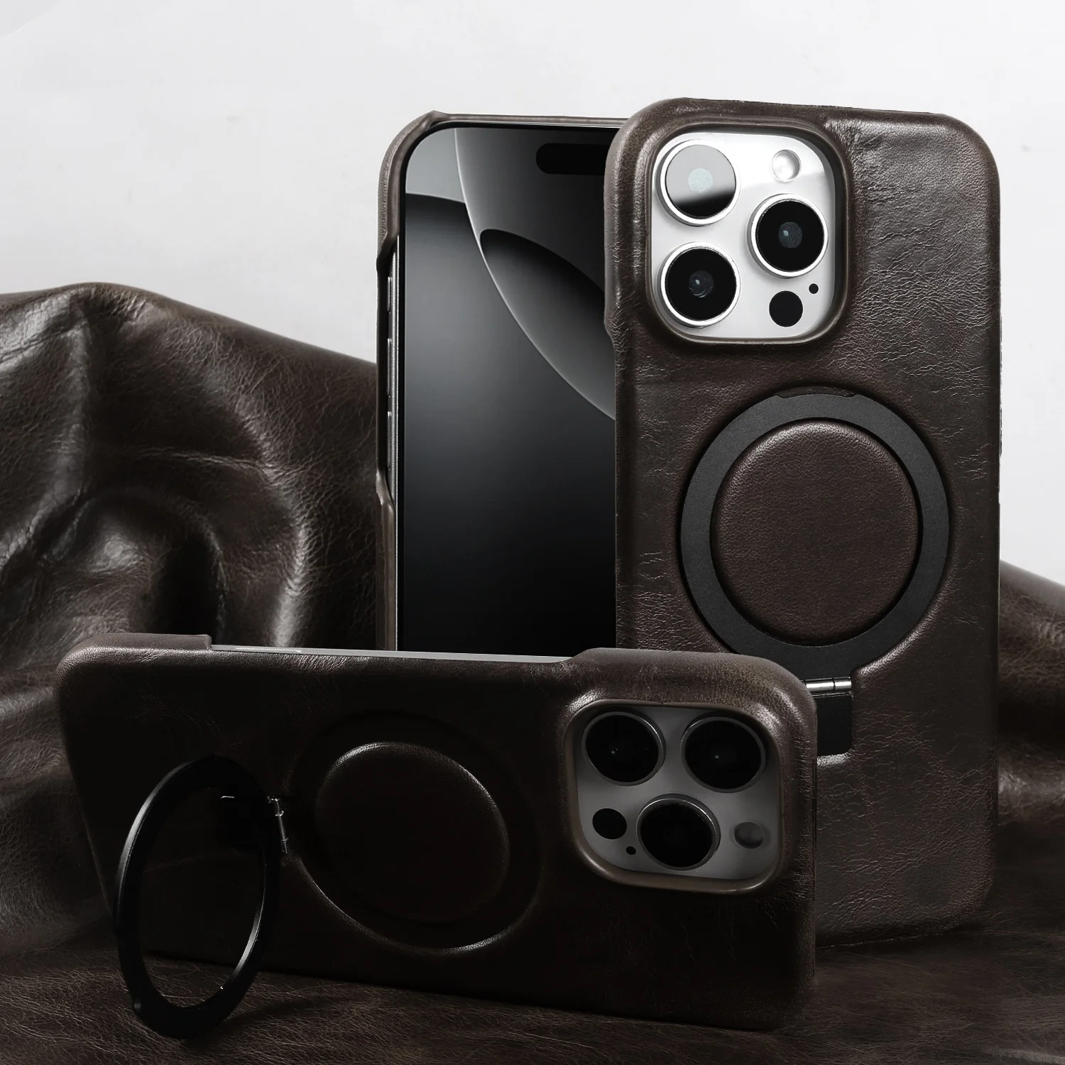 

Складной чехол-подставка из натуральной кожи для телефона Iphone 16 Pro Max iphone17 15 14 13 12 11 Защитная задняя панель с подставкой