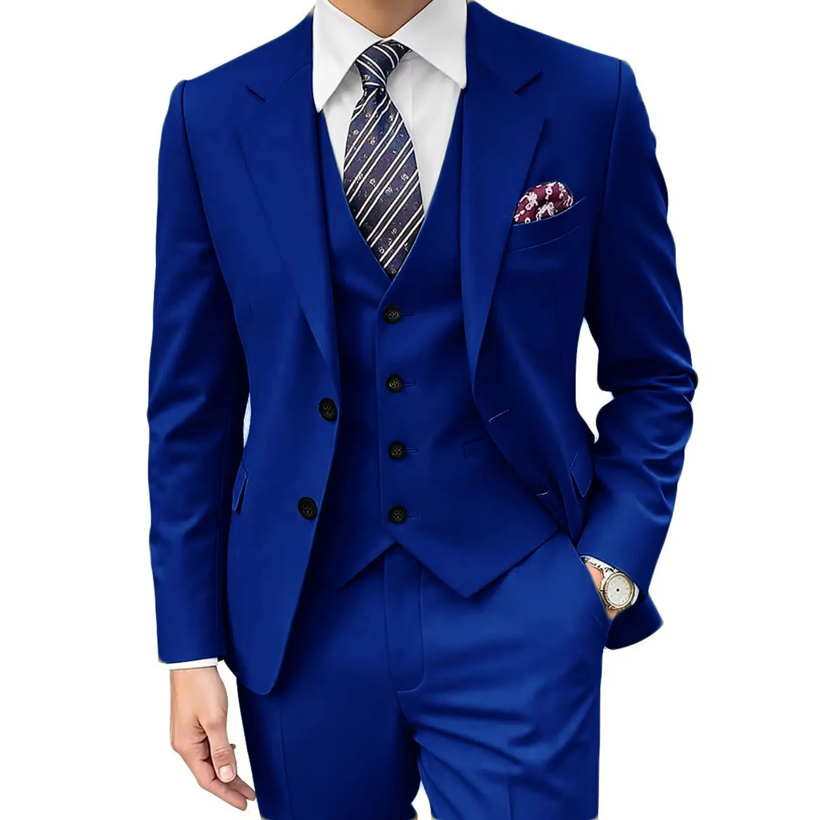 

2025 New Arrival Men's Suit Customized 3 Piece Blazer Vest Pant Set Wedding Party Grooms Elegant Outfits Fashion Prom 25 Colour