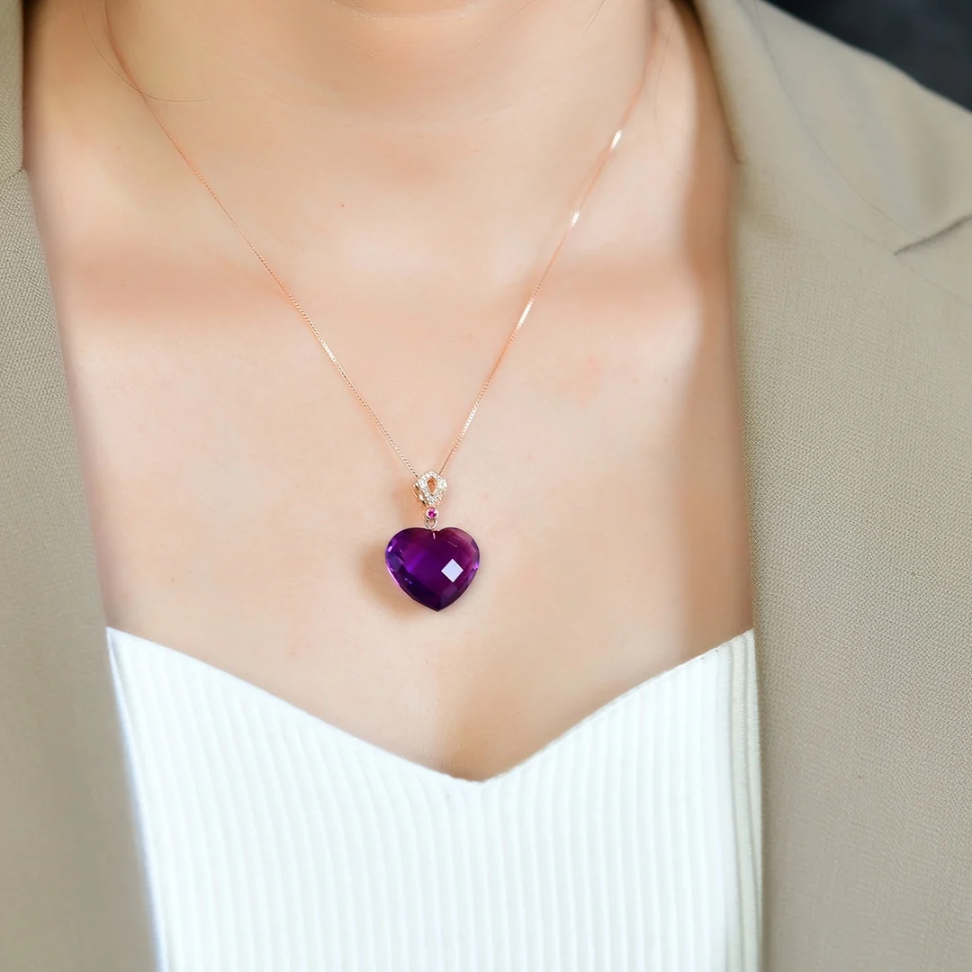 الخزامى الطبيعي الأرجواني جمشت قلادة كوارتز جمشت قلادة 19*17*9 مللي متر الأوجه مجوهرات حجر AAAAAA #5