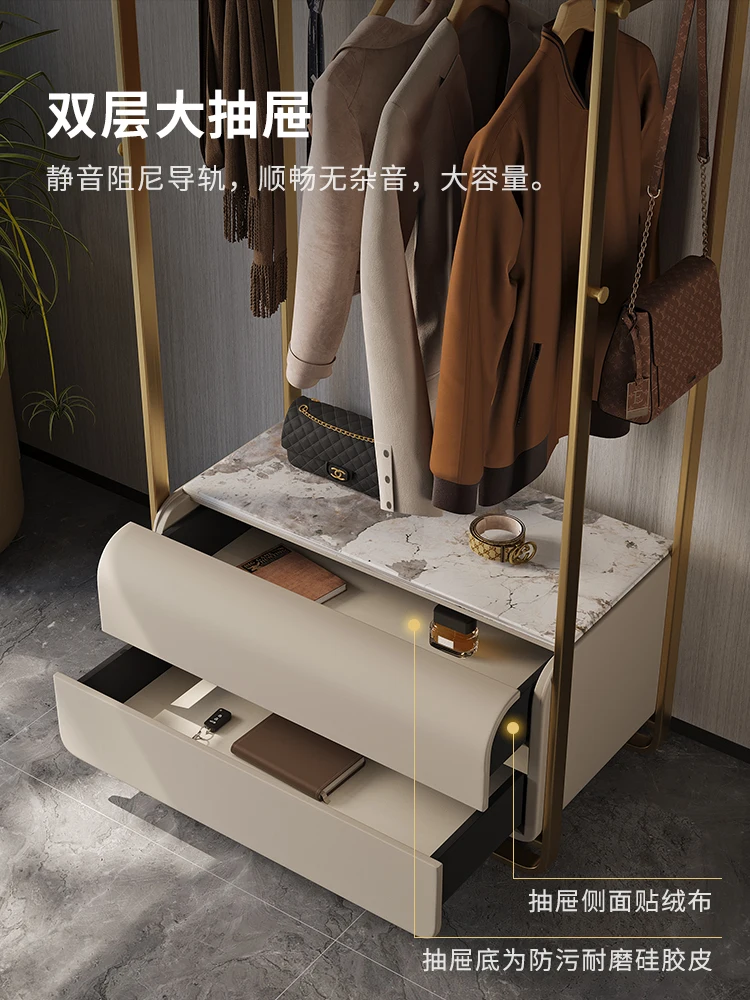 Light luxury clothes and hats rack, bedroom, household floor to ceiling stainless steel, high-end and minimalist storage