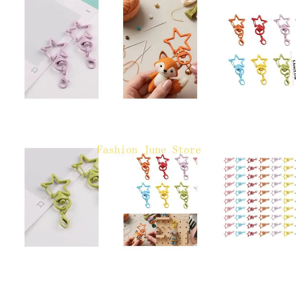 N5KA Small Hanging Craft Hardware 80 Pack Star Keychain Clasps, Assorted Metal Accessory Hooks with Lobster Clip for DIY Doll