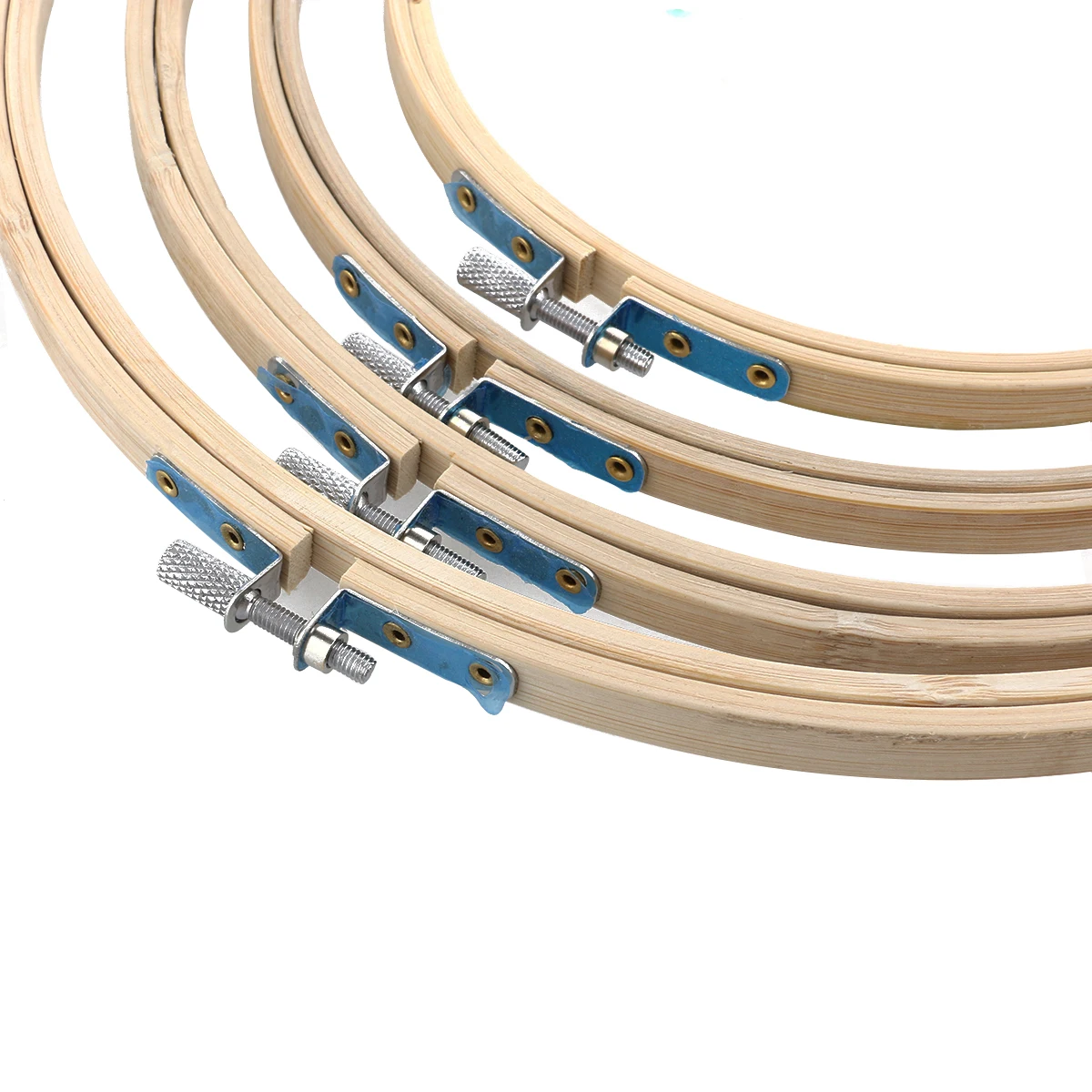 

4Pcs Bamboo Embroidery Hoop Set Wood Color Different Sizes Needlework Craft Frame Cross Stitch Ring for Fabric Painting