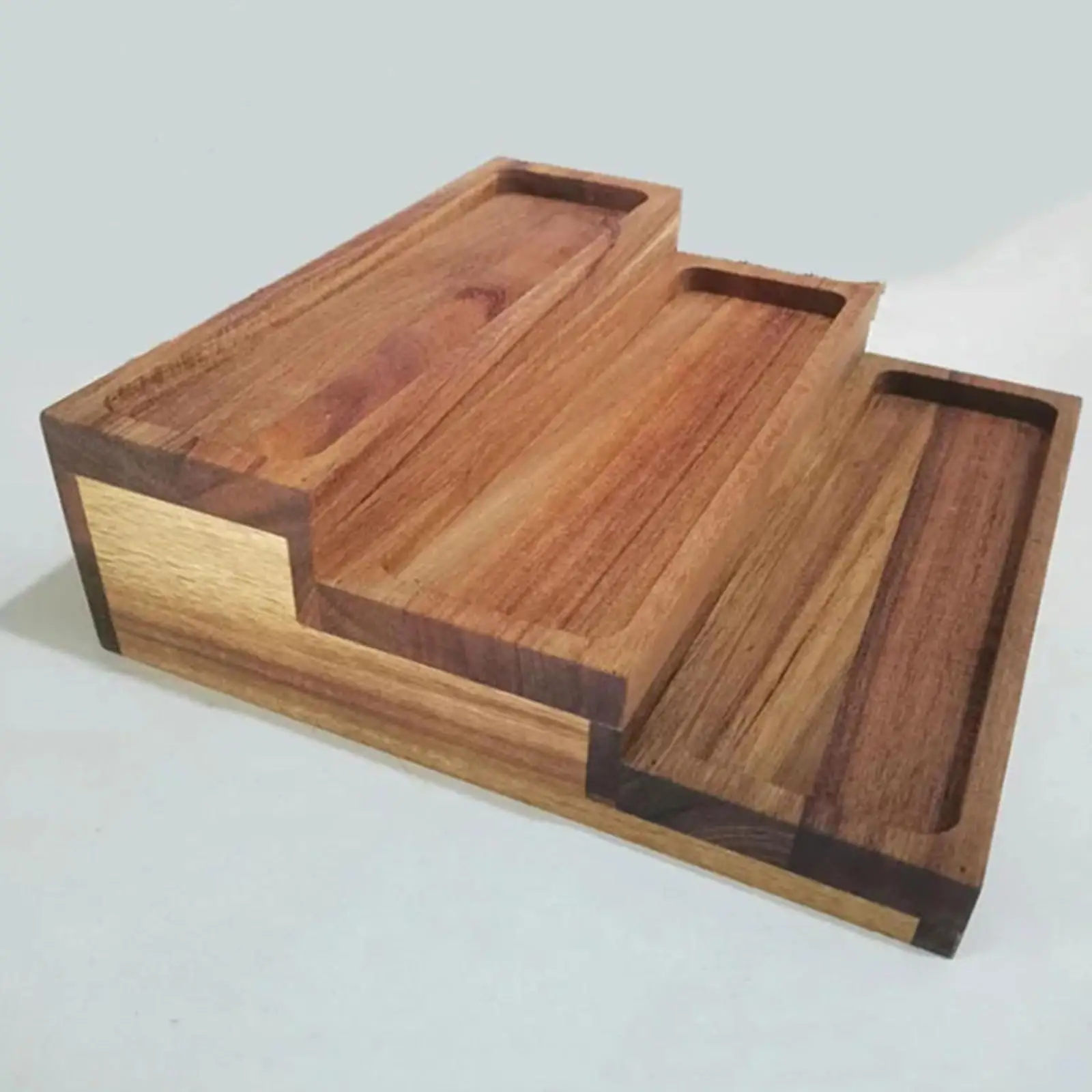 

3 Bamboo Tier Spice Rack Wood Step Shelf for Pantry Cabinet Seasonings Jars