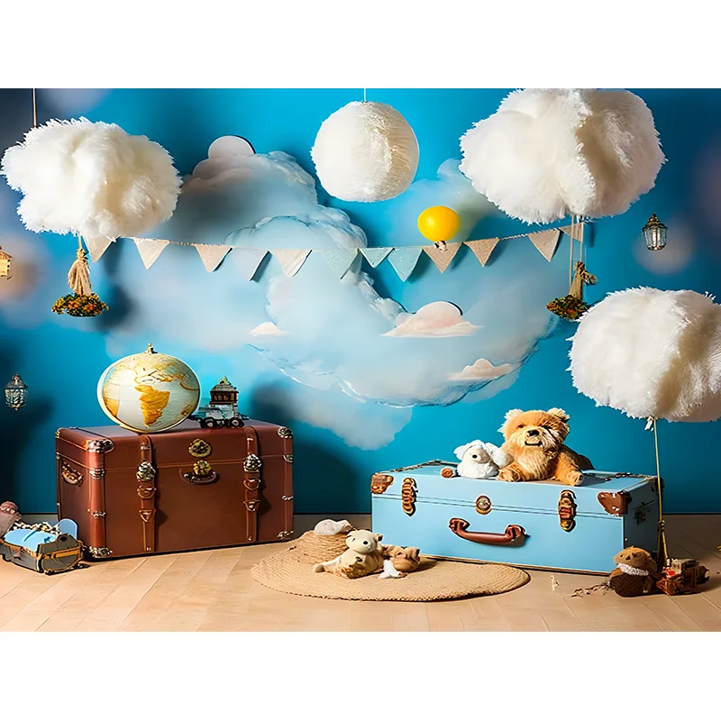 Hot Air Balloons Birthday Party Photography Backdrops Props Newborn Baby Portrait Children Photo Studio Background Props SDS-01