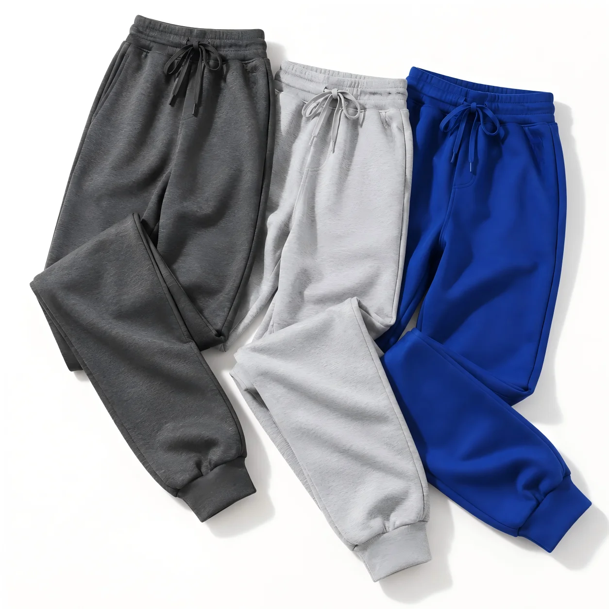 Men's Casual Sweatpants Autumn Winter Thin Fleece Jogger Pants Drawstring Running Workout Fitness Gym Comfortable Long Trousers