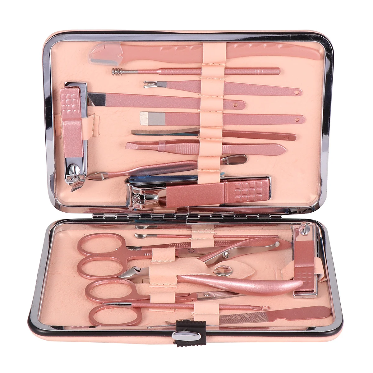 

18Pcs Nail Trimmer Set Rose Gold Stainless Steel Manicure Tools Kit Multi Functional Fingernail Clippers File Hand Foot Care