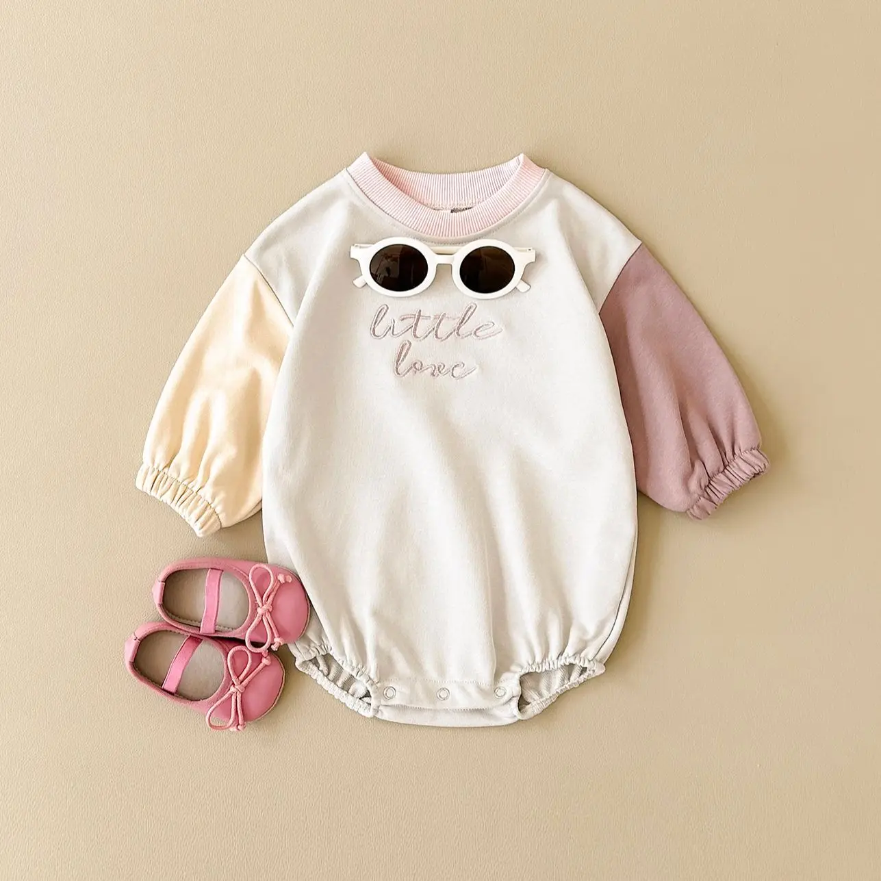 Autumn Baby Girl Clothes Newborn Toddler Boy Jumpsuit Letter Embroidery Long Sleeve Splicing Colors Bodysuits Rompers Baby