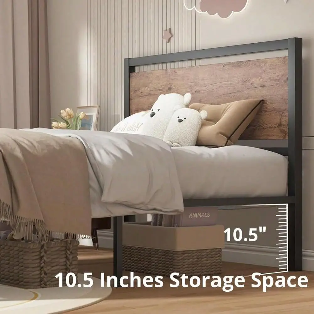 Bed Frame With Headboard, Metal Platform Bed Frame With Headboard And Footboard, Quiet Padding Design, No Box Spring Needed, No