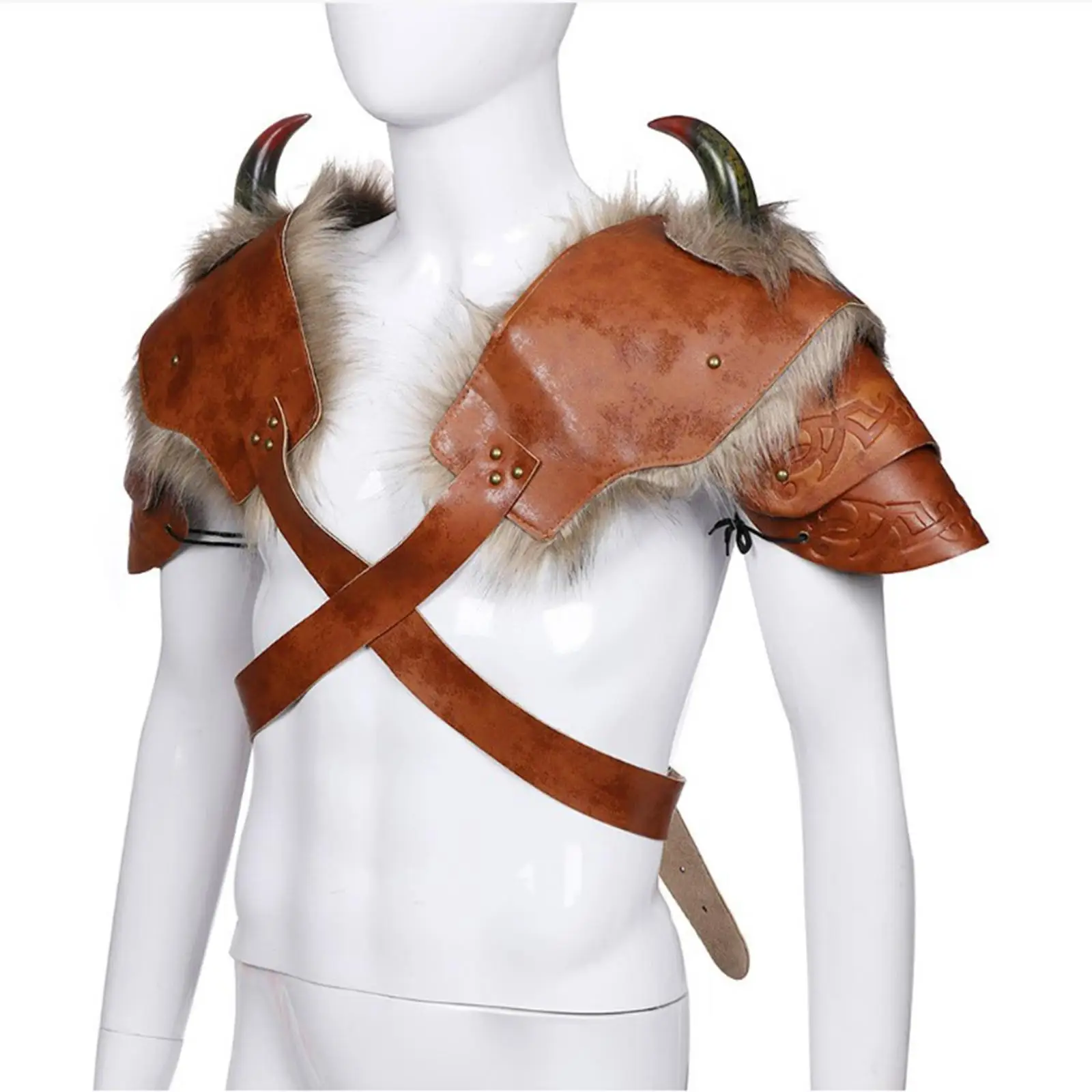 Pauldron d'épaule médiévale en simili cuir pour jeu de rôle Cosplay hommes