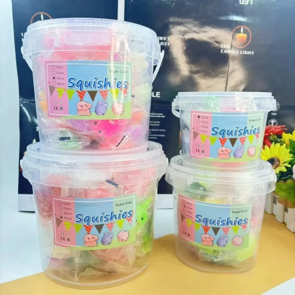 12-64 SZT. Upominki na Przyjęcia Kawaii Zwierzątka Squishy Mochi Gniotek Zabawka Sensoryczna Fidget Zabawki Torebka na Upominki Świąteczne Prezenty do Skarpetek