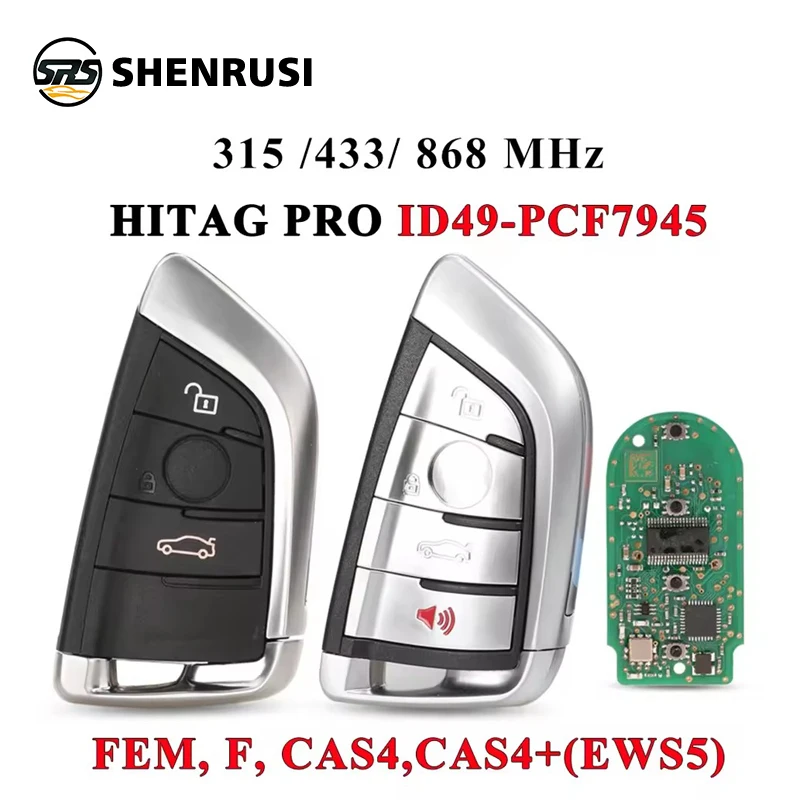 SHENRUSI الذكية 3/4 زر 315 /433 /868MHZ ID49 pcf7945 مفتاح بعيد دخول بدون مفتاح لسيارات BMW F FEM CAS4 5 7 Series X5 X6 2014+