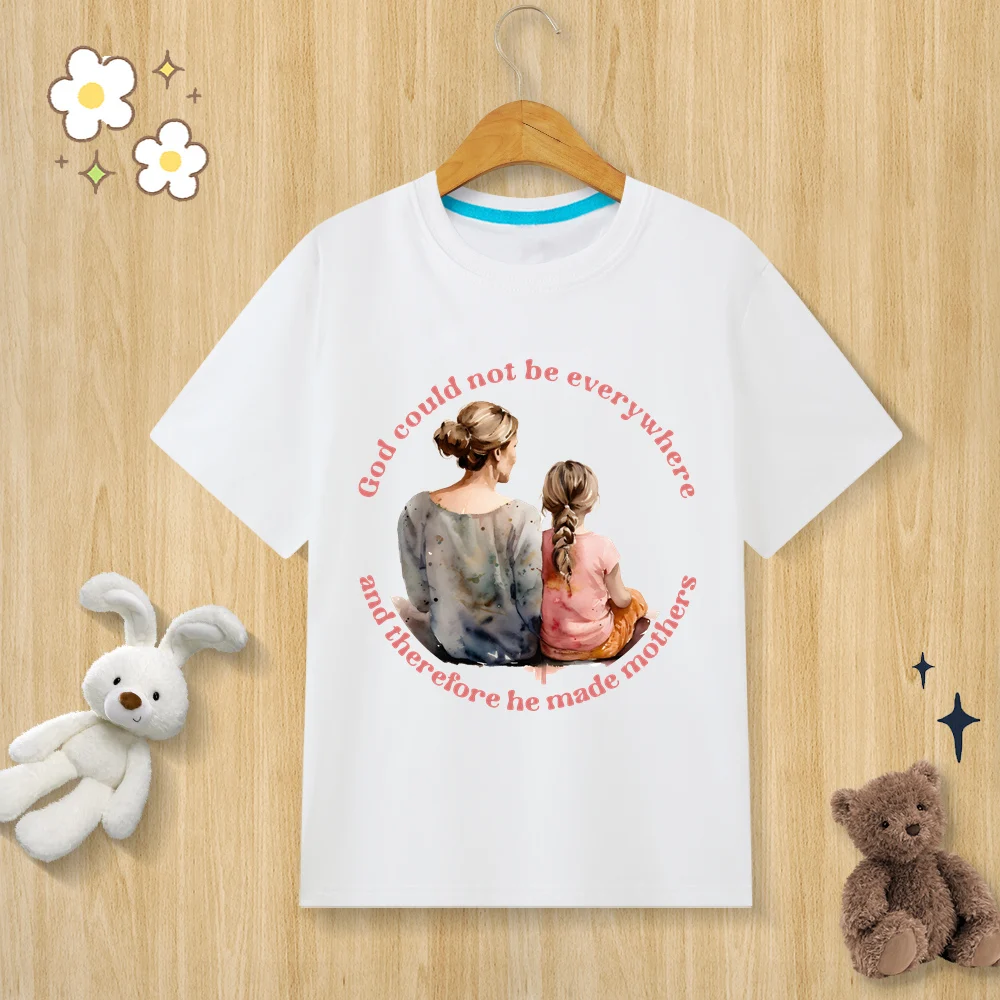 Children’s Pure Cotton T-shirt Happy Mother's Day Print T-shirt  O-neck Short Sleeve Kids Clothes Boys Clothes Girls Clothes