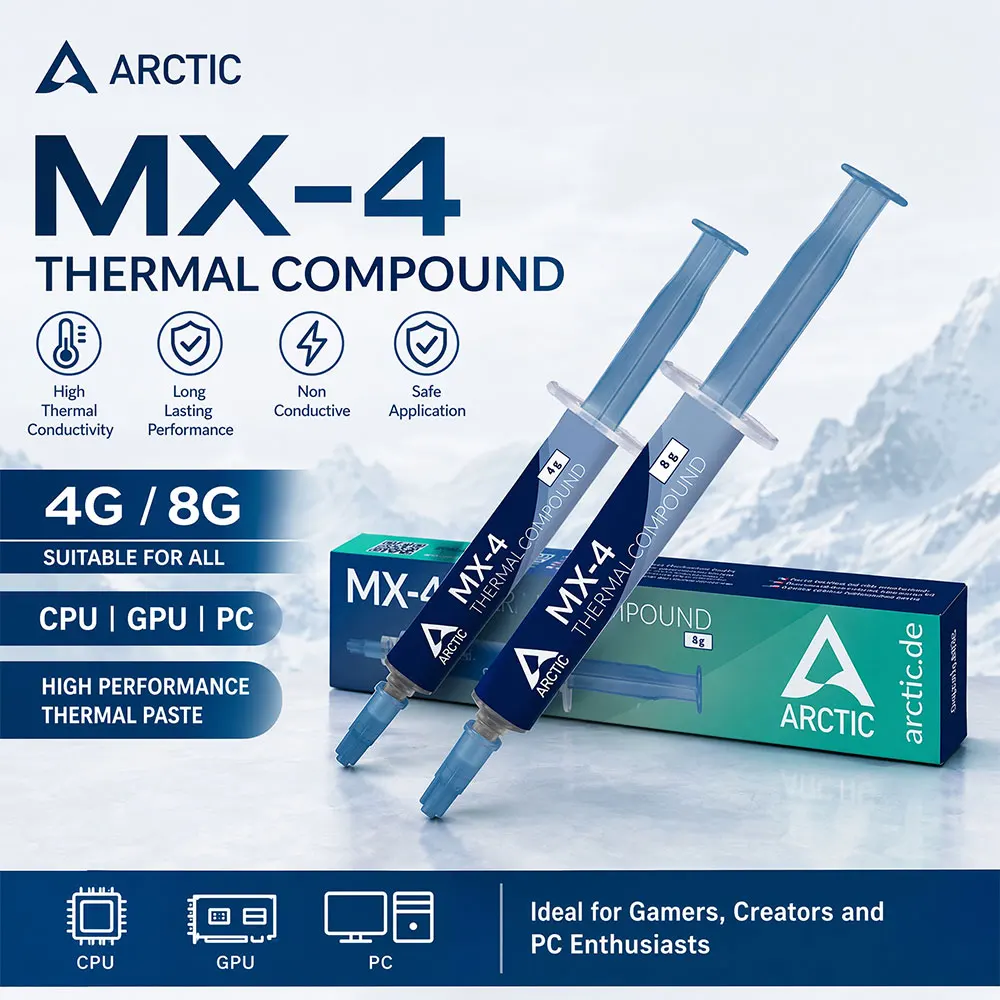 

MX-4 4G 8G Thermal Paste for All Processors CPU GPU PC high Thermal Conductivity Long Durability Safe Application Non-Conductive