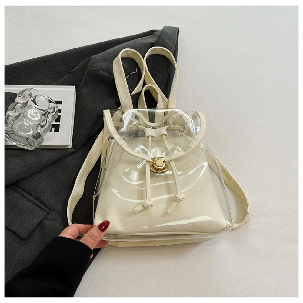 

Versatile PVC Laptop Rucksack Sweet Large Capacity School Backpack Transparent Waterproof Camping Bag Hiking