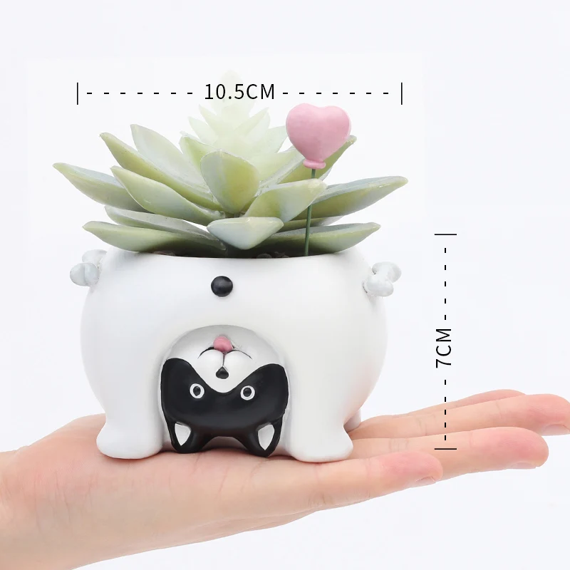 Upside Down Cartoon Animal Flower Pots Resin Handmade Planters for Succulents Plants Desktop Flowerpots Home Garden Decoration