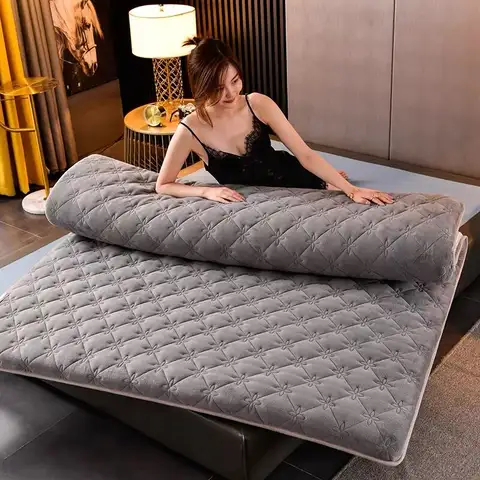 두꺼운 따뜻한 매트리스, 접이식 편안한 밀크 벨벳 매트리스, 가족 침대보 킹 퀸 트윈 사이즈 다다미 바닥 매트