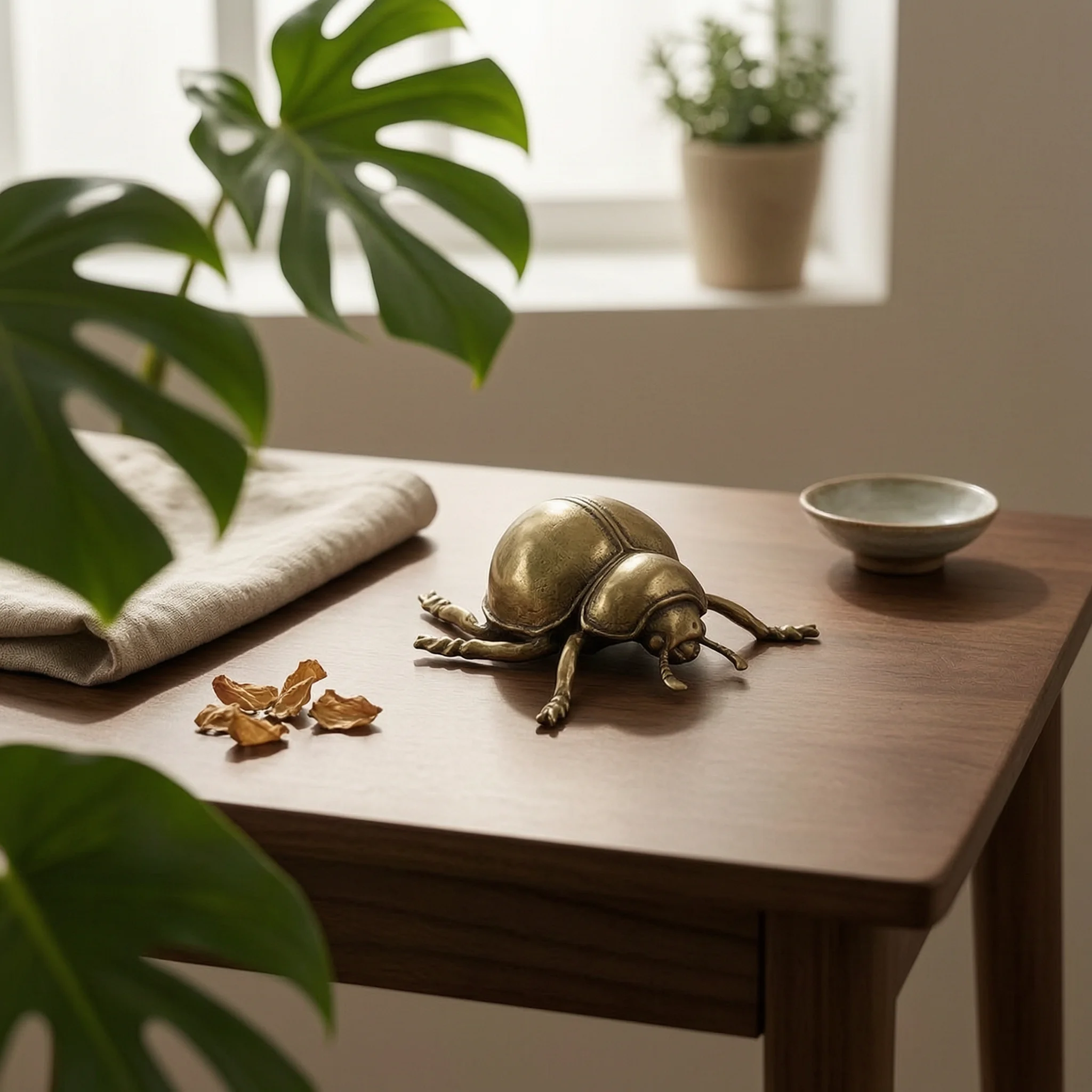 

Beetle Figurine Antique Style Brass Beetle Desktop Ornament Collectible Decoration Decorative for Collectors, Tea Table