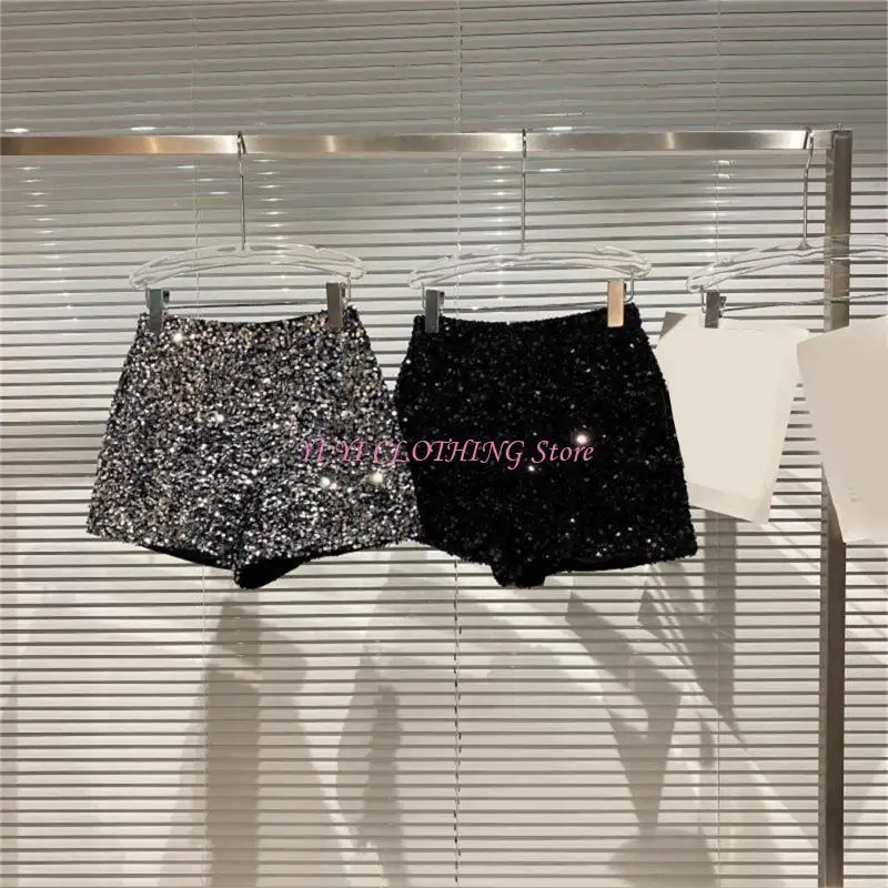 N5KF レディース スパンコール ショーツ シマー レイヴス ブーティ メタリック ショーツ クラブウェア ギフト