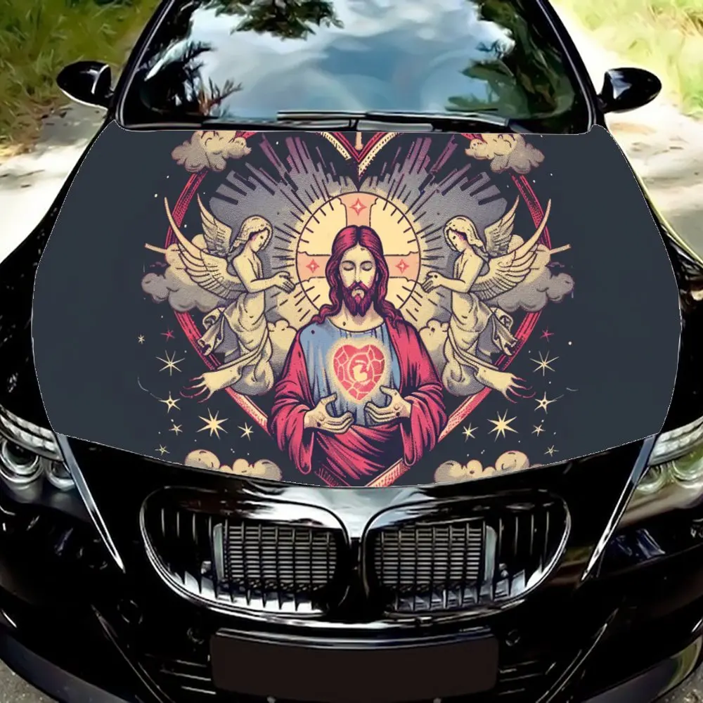 

Иисус Христос облака ангел капот автомобиля обертка цветная виниловая наклейка грузовик графический капот авто аксессуары украшения защитная наклейка подарок