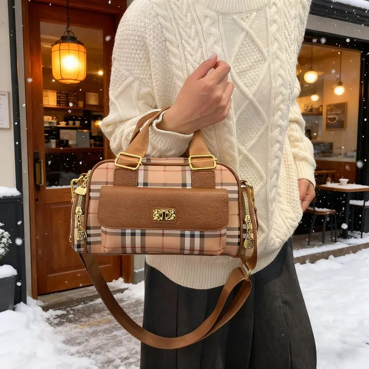 

Новая женская сумка через плечо 2026 года с клетчатым узором, модная городская портативная сумка-мессенджер, универсальная сумка-тоут, маленькая квадратная сумка